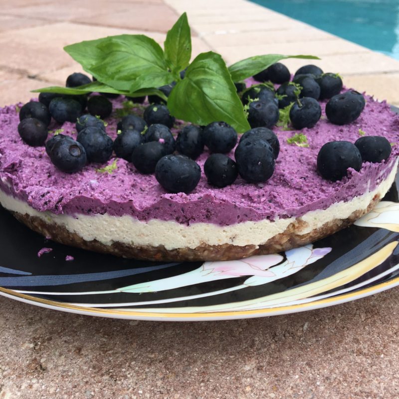 vegan wild blueberry lime cheese cake