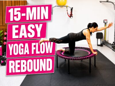 15 Minute Beginner Yoga Flow Rebounding Workout for Women